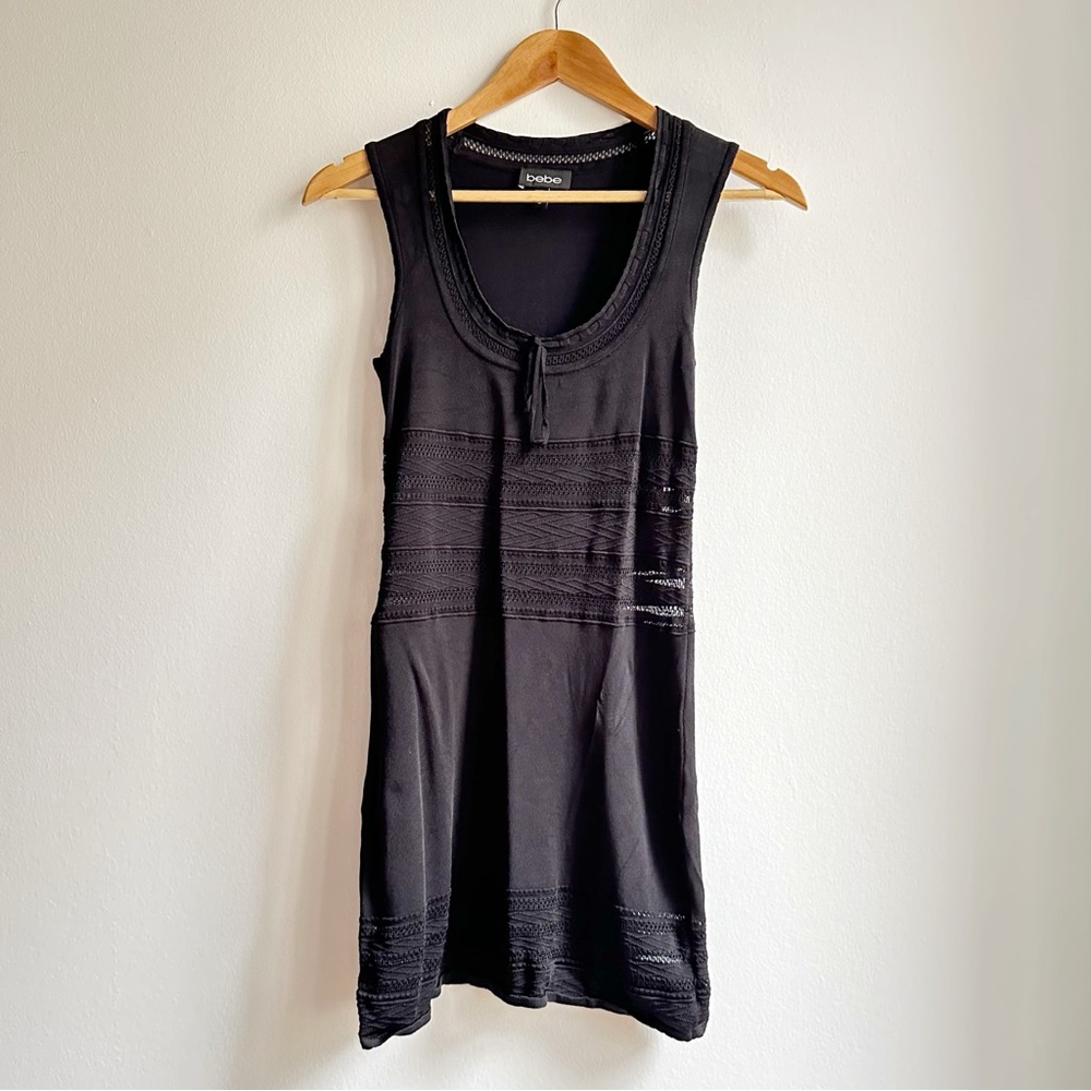 Y2K Black Bebe Bodycon Dress Small Stretchy LBD